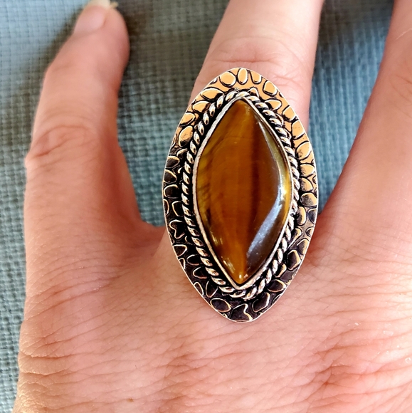 New Tiger Eye 925 Silver Ring. - Picture 8 of 12